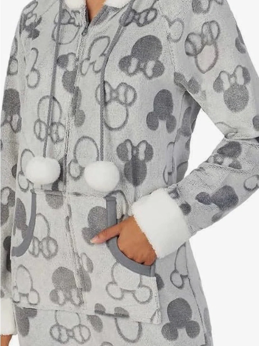Disney Gray and White Mickey Mouse Fleece Onesie Pajama Set - Picture 4 of 13